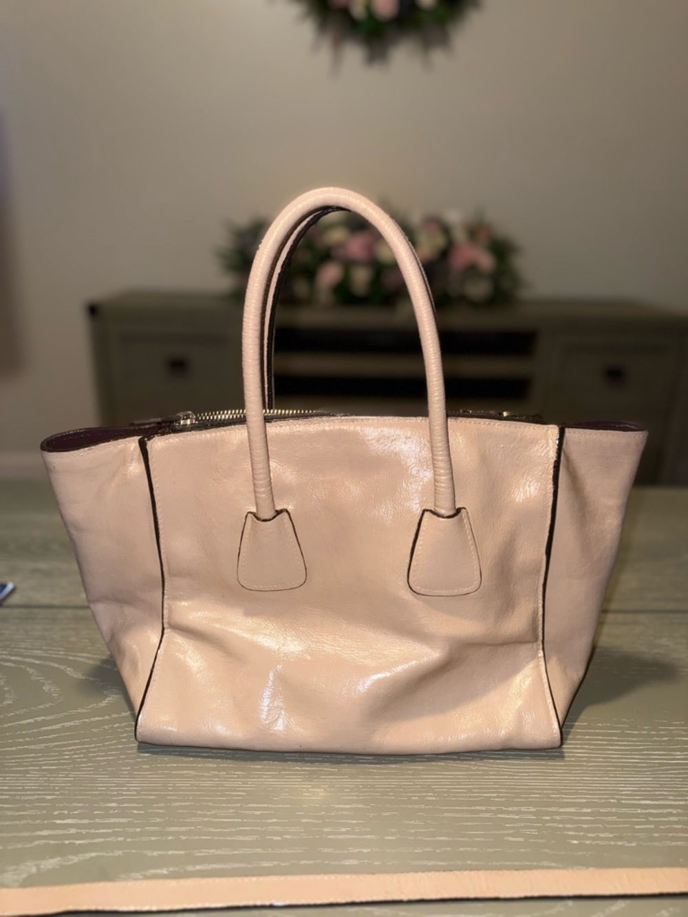 Prada Light Beige Leather Tote with Double Handles - Picture 4 of 17
